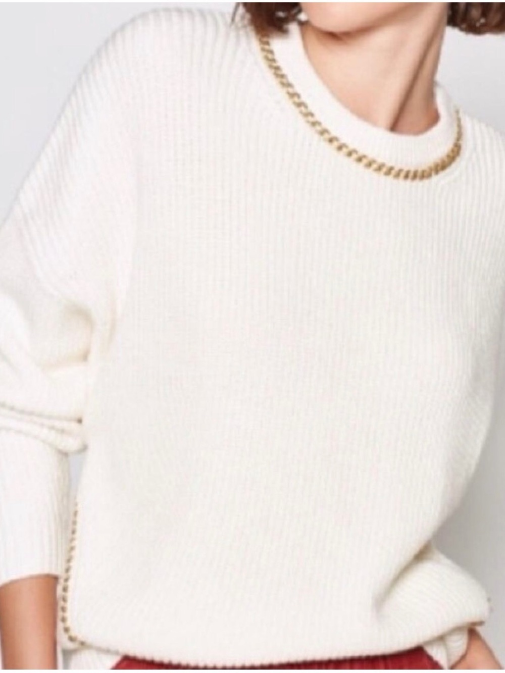 Joie Meliso Porcelain Gold Chain Sweater